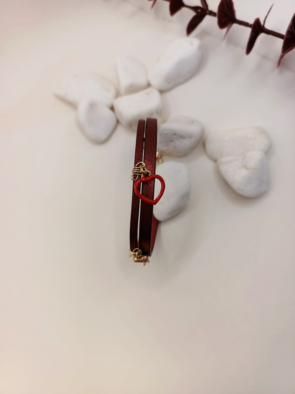 Bransoletka skórzana „Red Heart”