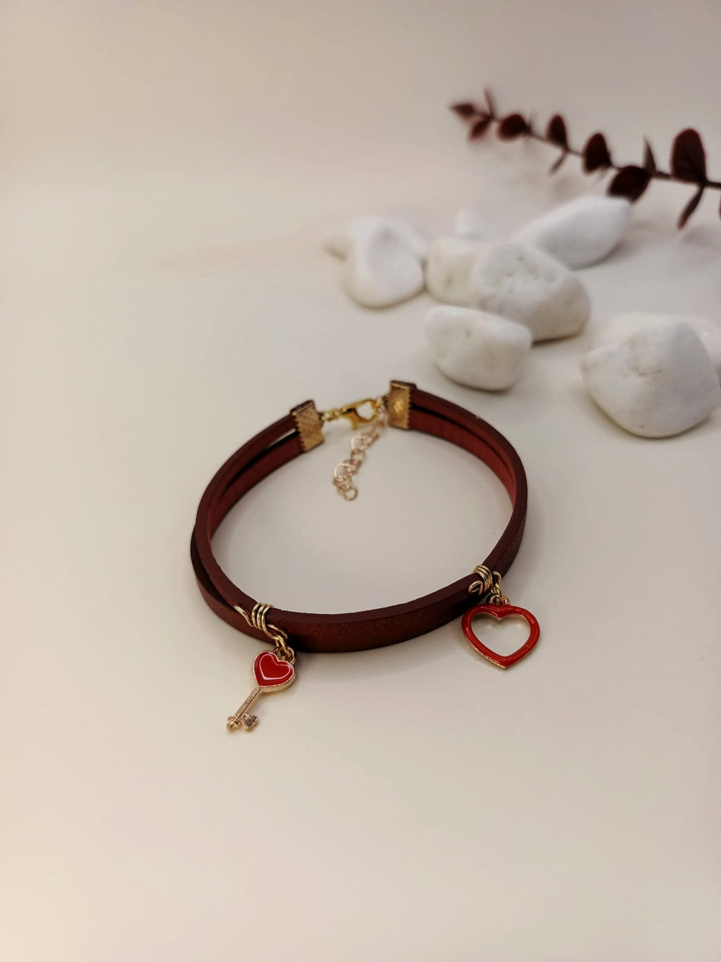 Bransoletka skórzana „Red Heart”
