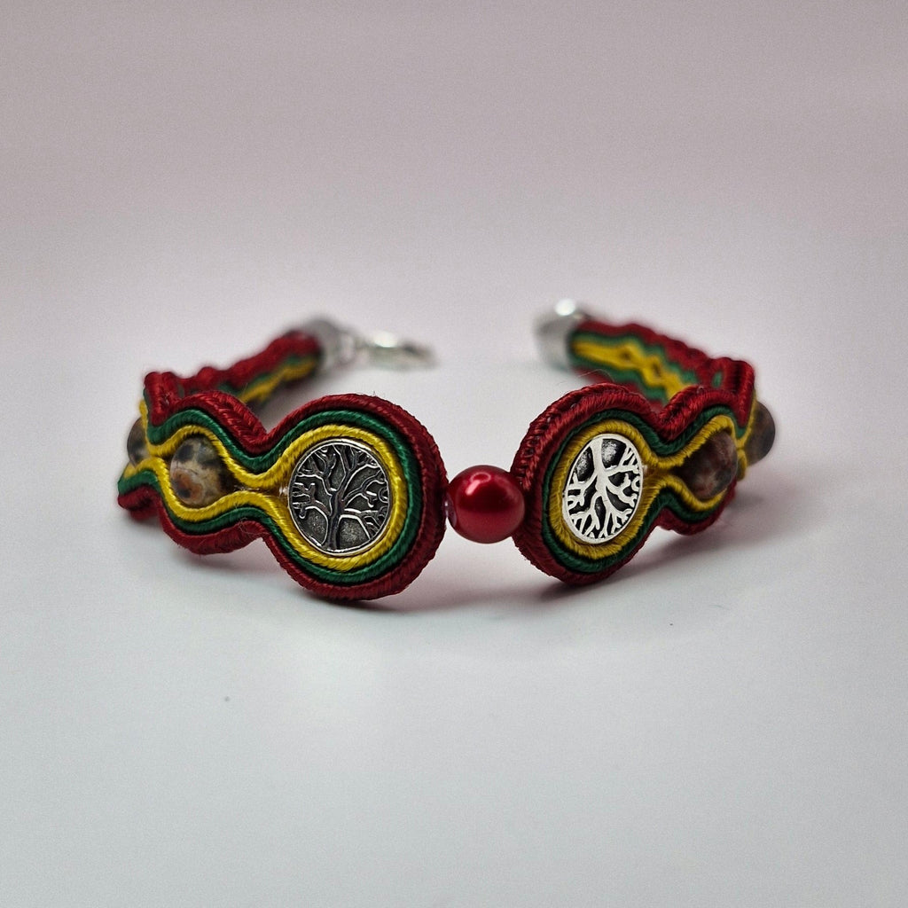 Komplet sutaszowy „Drzewo Życia” — bransoletka i kolczyki