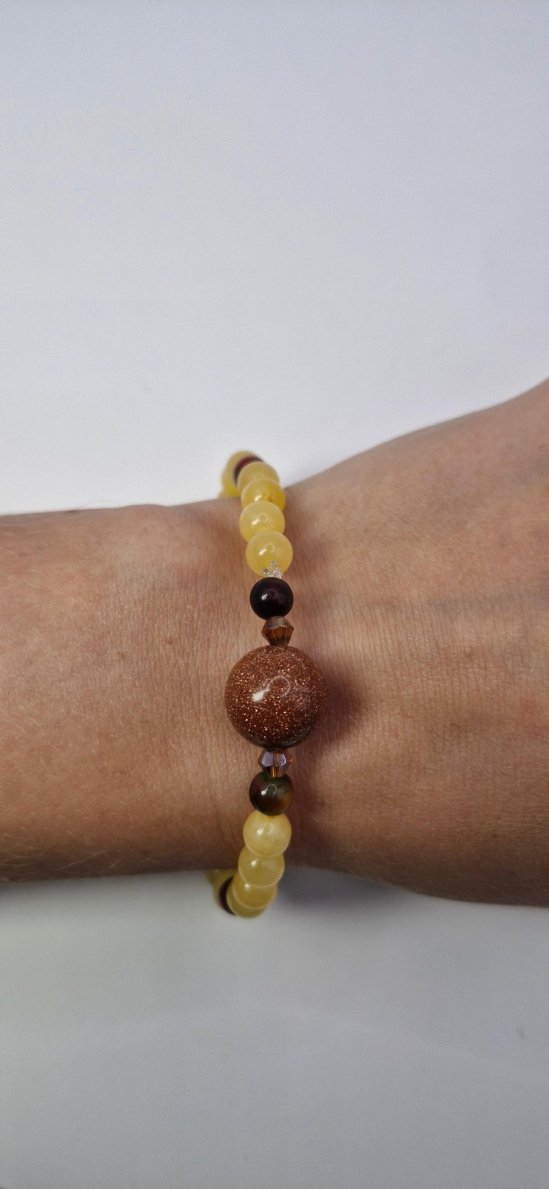 Bransoletka Piasek Pustyni & jadeit – miodowy blask