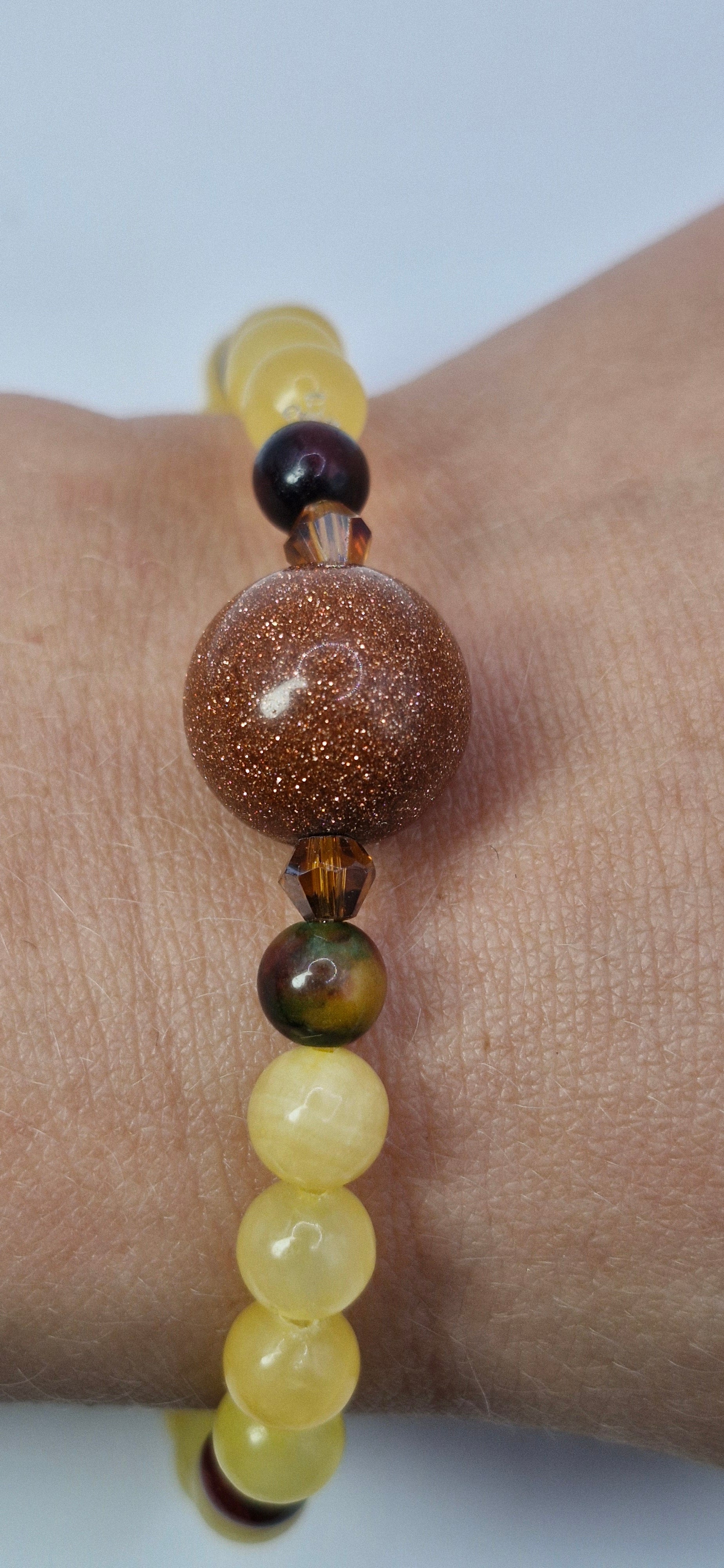 Bransoletka Piasek Pustyni & jadeit – miodowy blask