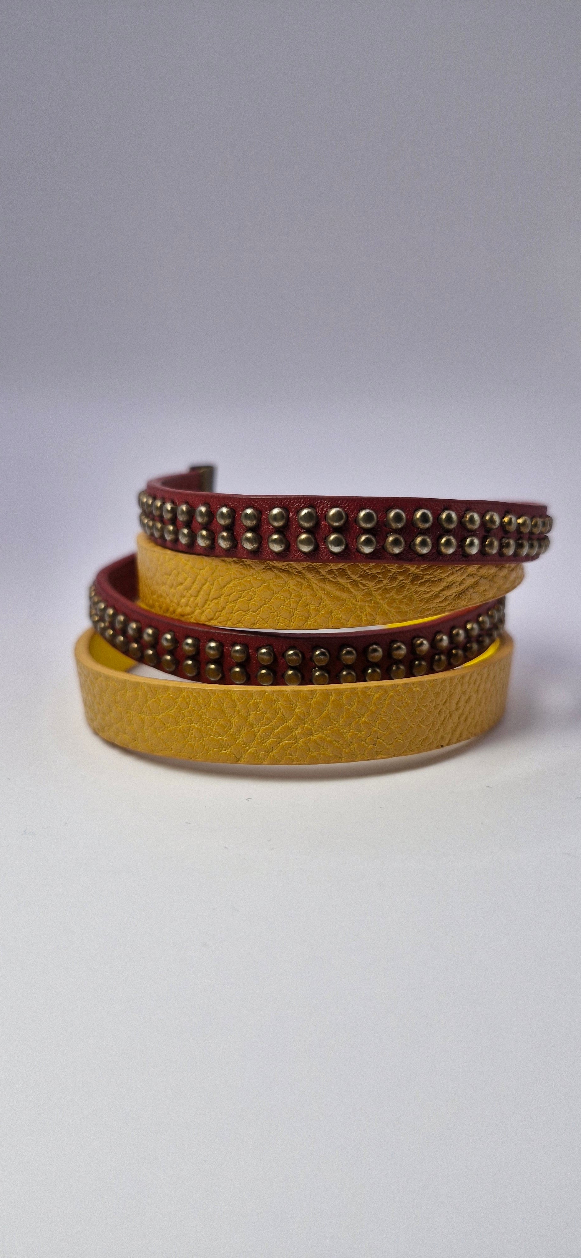 Bransoletka wrap „Mustard Studs” — musztarda z nitami