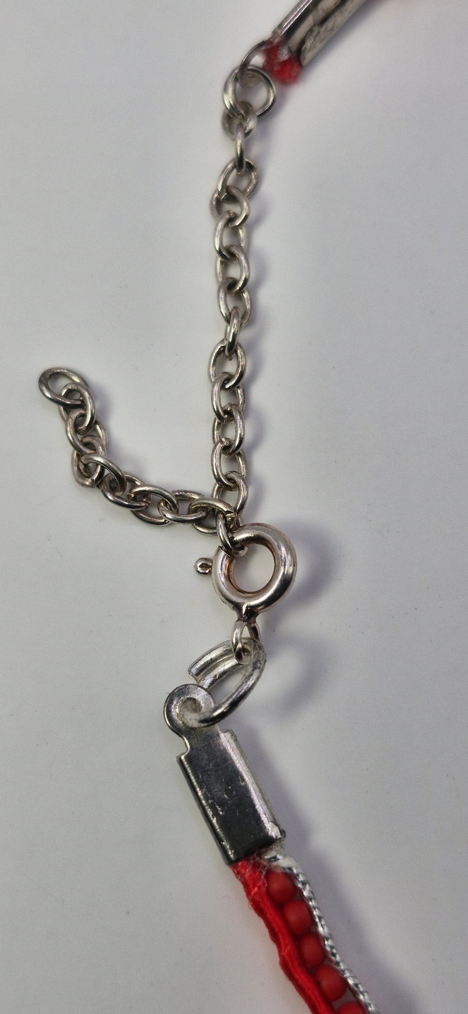 Naszyjnik sutasz „Red & Pearl Drop” — czerwono-srebrny