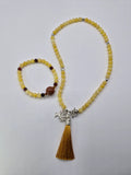 Zestaw biżuterii z kamieni naturalnych – naszyjnik + bransoletka z chwostem (miodowy)