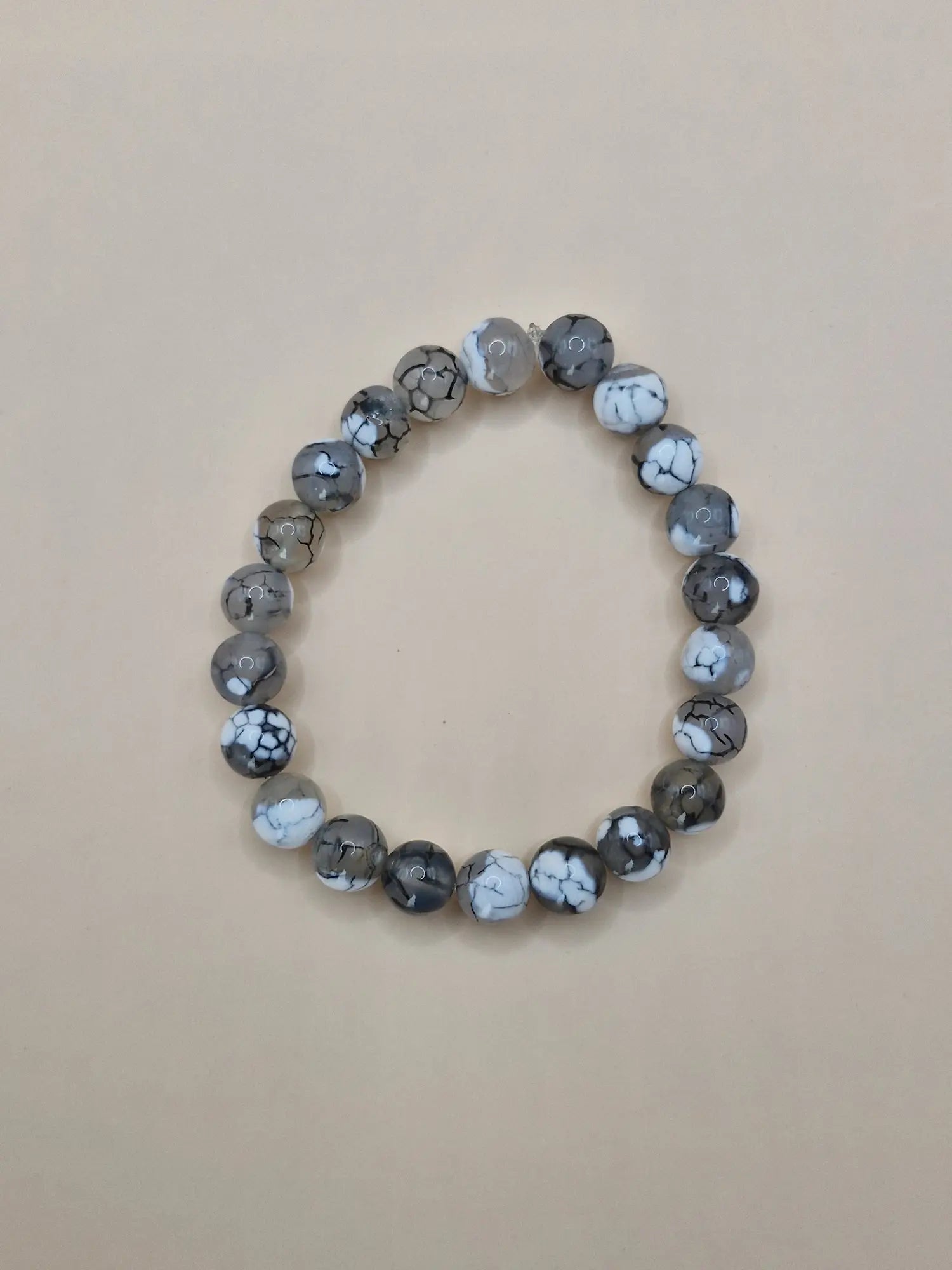 Bransoletka z kamieni naturalnych „Web” (biało-grafitowa)