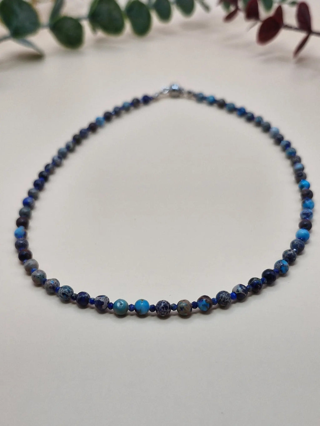 Naszyjnik z kamieni naturalnych w odcieniach niebieskiego (drobne koraliki)
