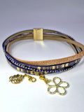 Bransoletka 2w1 / choker „Golden Blue Harmony” – z doczepianymi zawieszkami