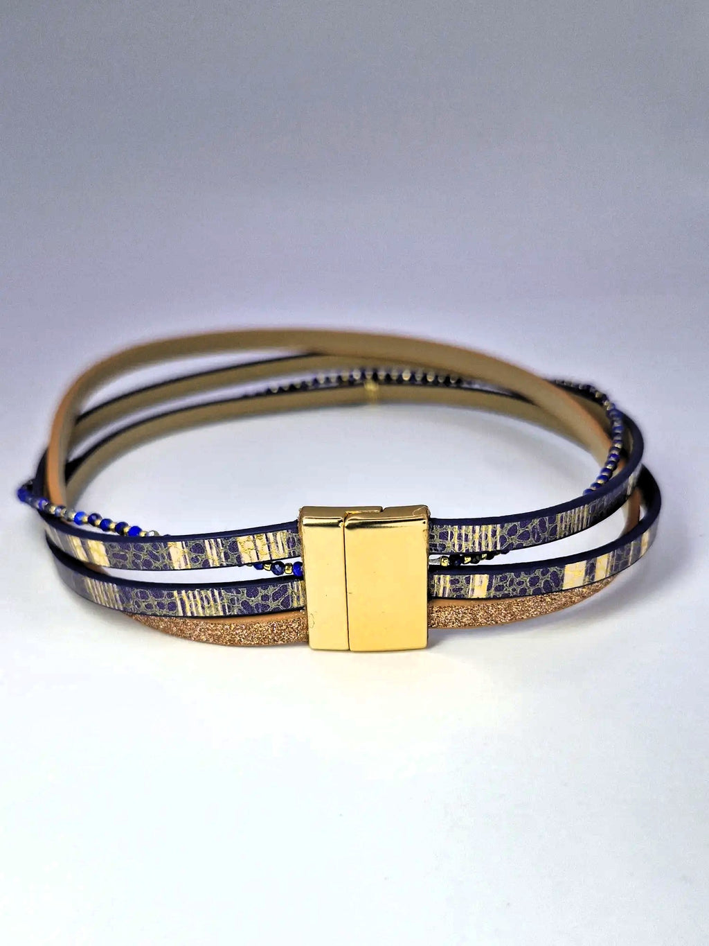 Bransoletka 2w1 / choker „Golden Blue Harmony” – z doczepianymi zawieszkami