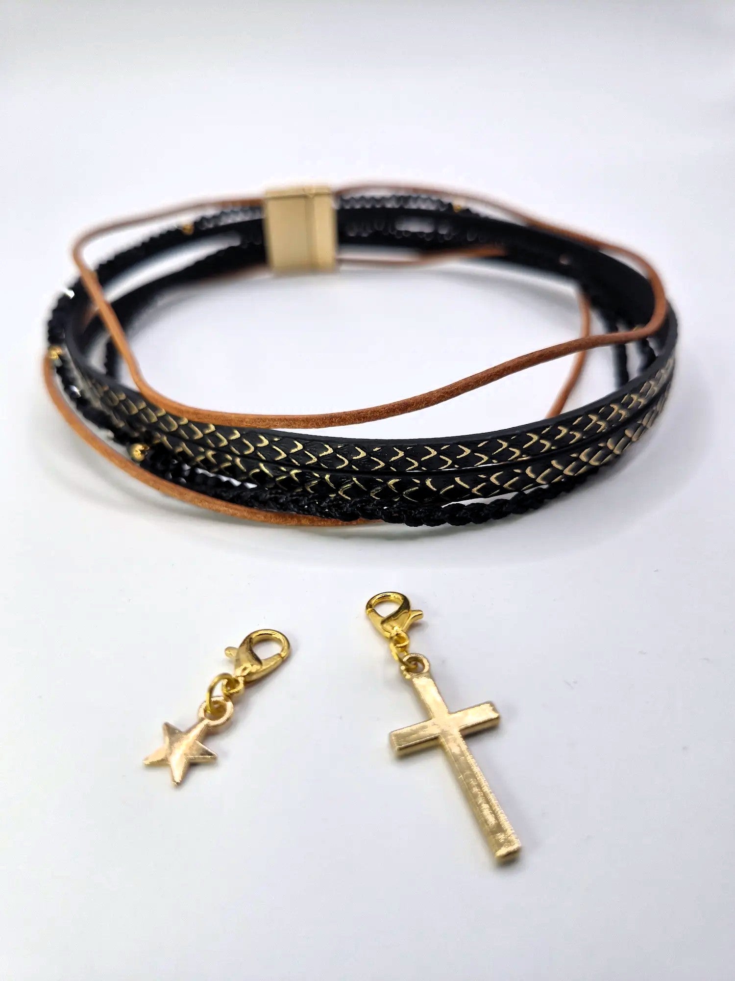 Bestseller 2w1: choker & bransoletka „Midnight Glam” – z doczepianymi zawieszkami