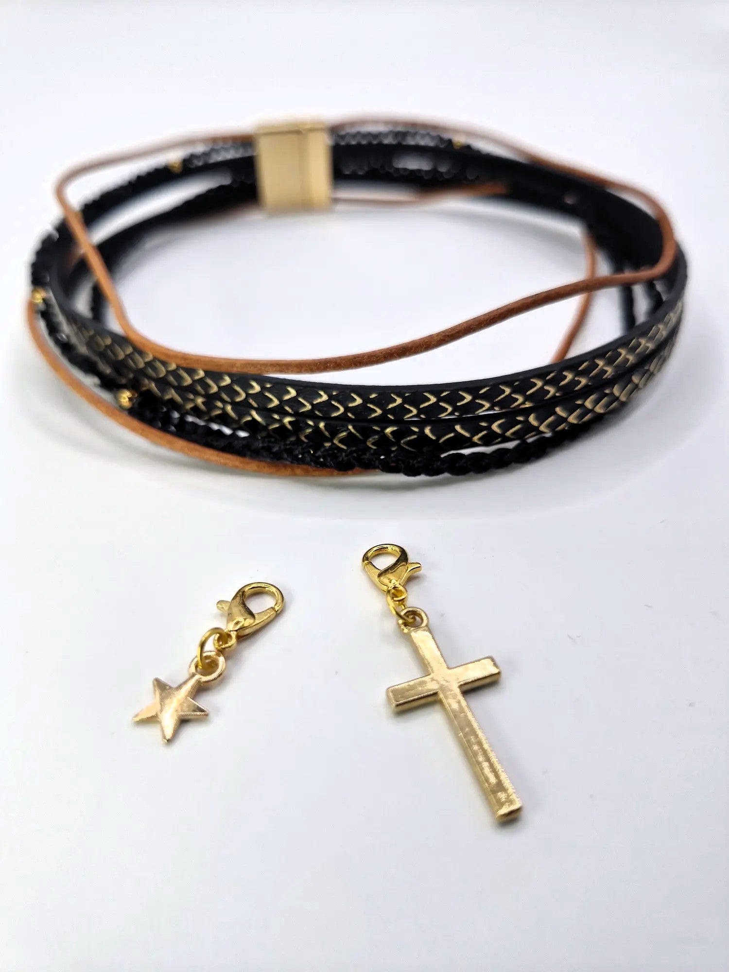 Bestseller 2w1: choker & bransoletka „Midnight Glam” – z doczepianymi zawieszkami