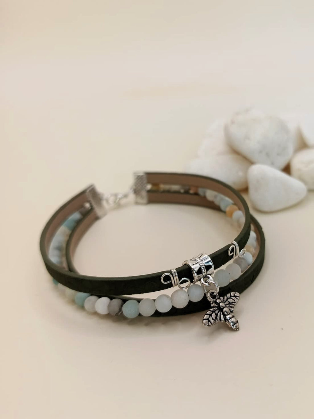 Bransoletka wrap z eko skóry „Pszczoła”