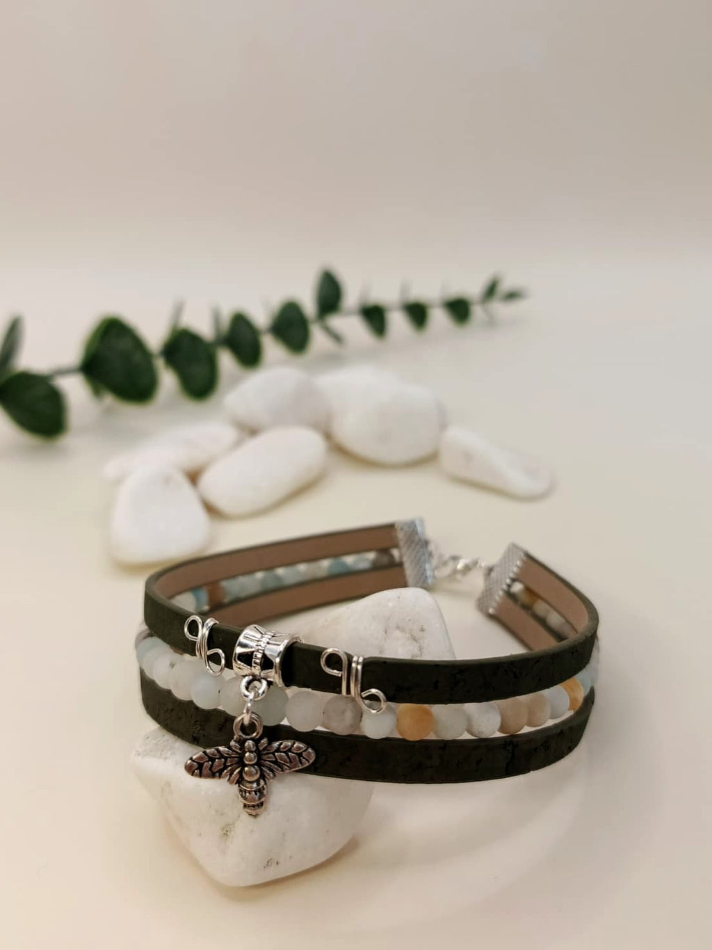 Bransoletka wrap z eko skóry „Pszczoła”