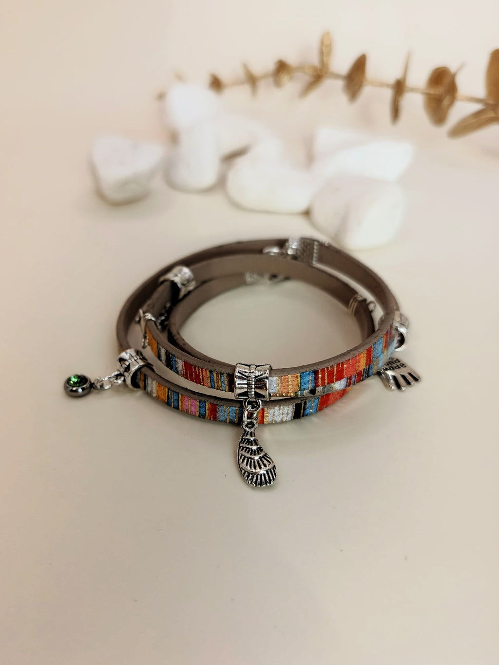Bransoletka ze skóry eko „Boho Kolor”