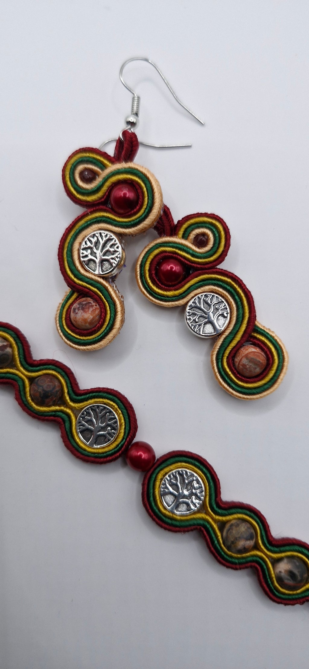 Komplet sutaszowy „Drzewo Życia” — bransoletka i kolczyki