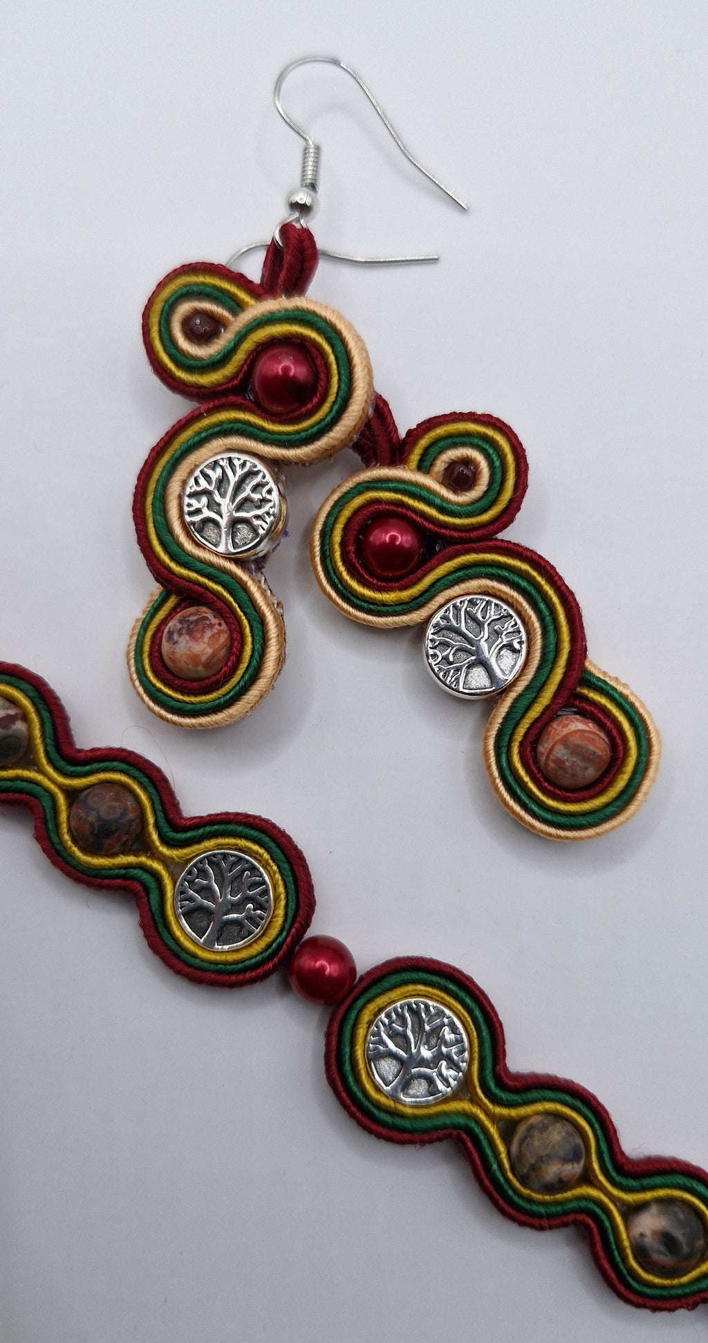 Komplet sutaszowy „Drzewo Życia” — bransoletka i kolczyki