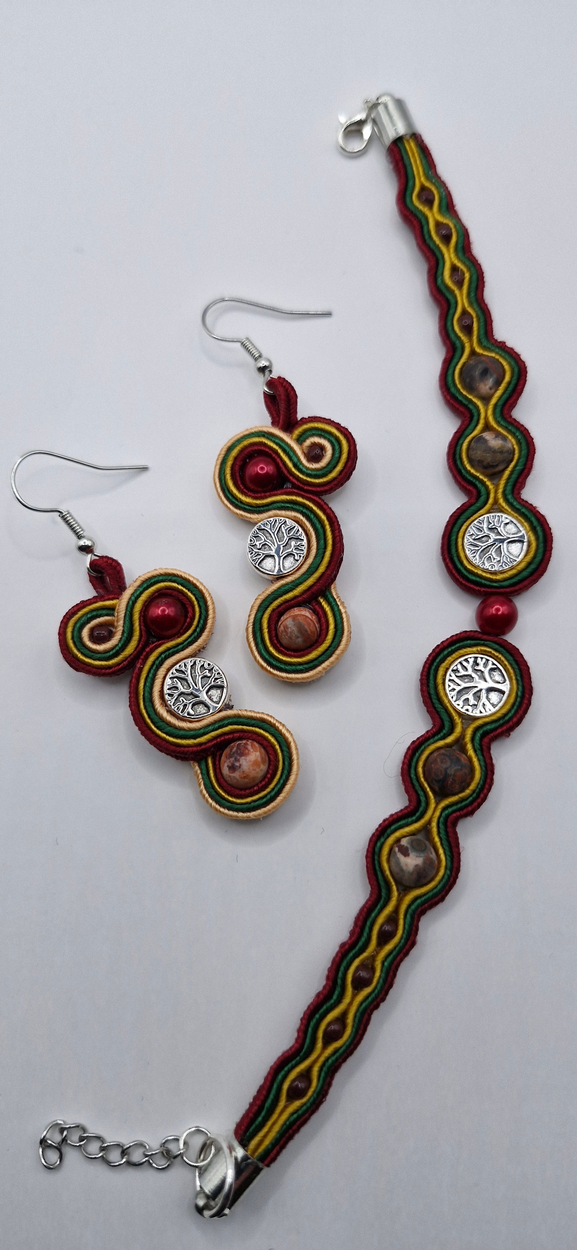 Komplet sutaszowy „Drzewo Życia” — bransoletka i kolczyki