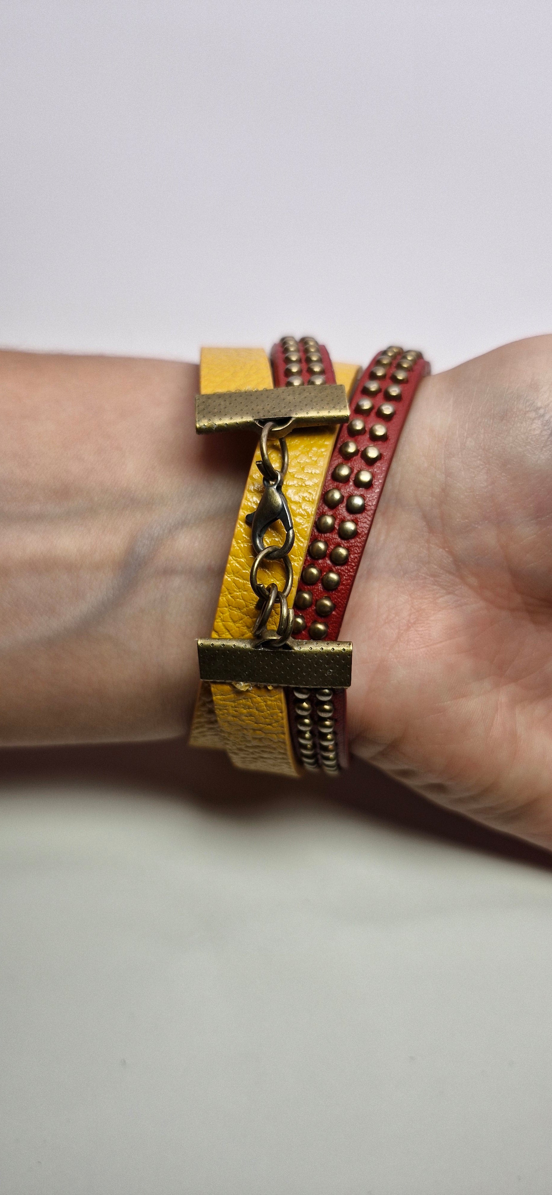 Bransoletka wrap „Mustard Studs” — musztarda z nitami