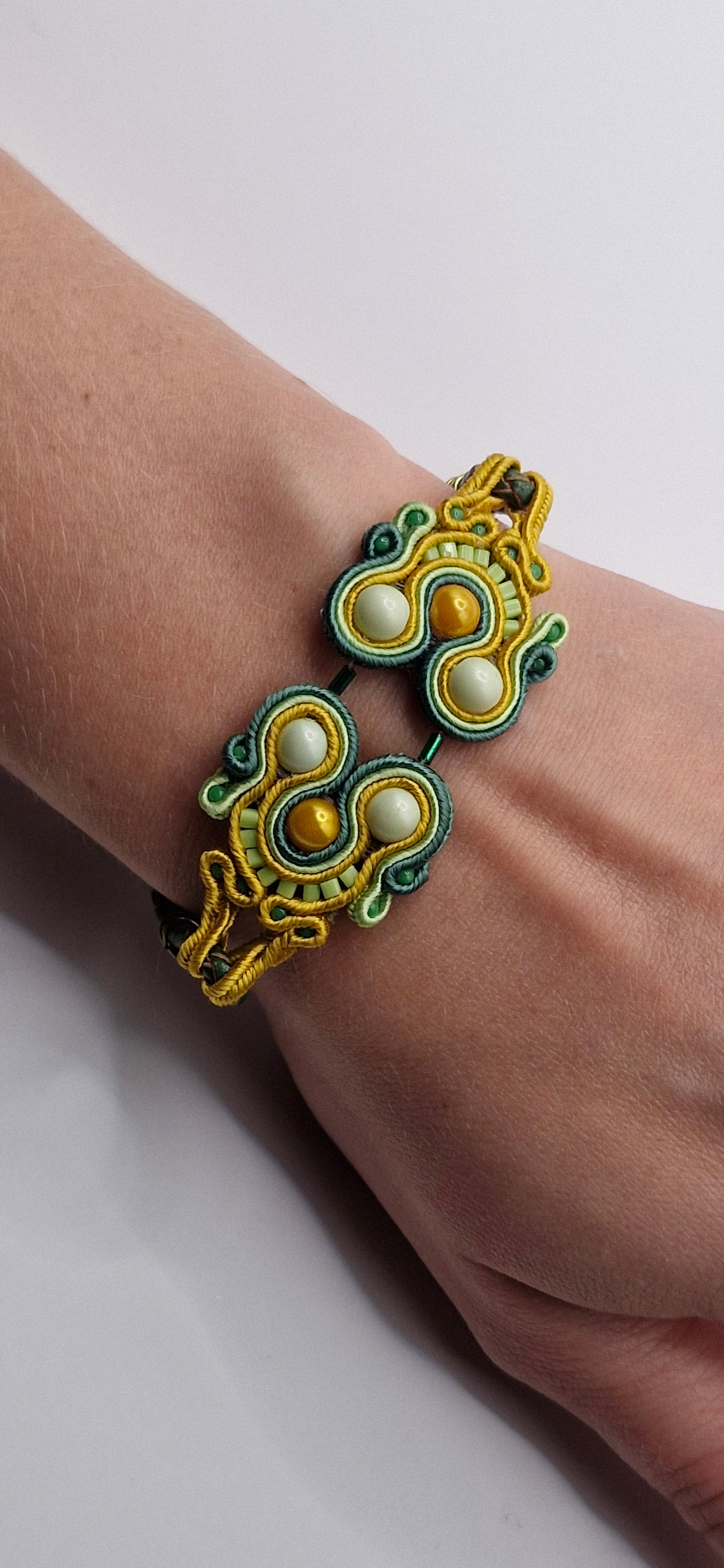 Bransoletka sutasz „Lime & Honey Duo” — żółto-zielona