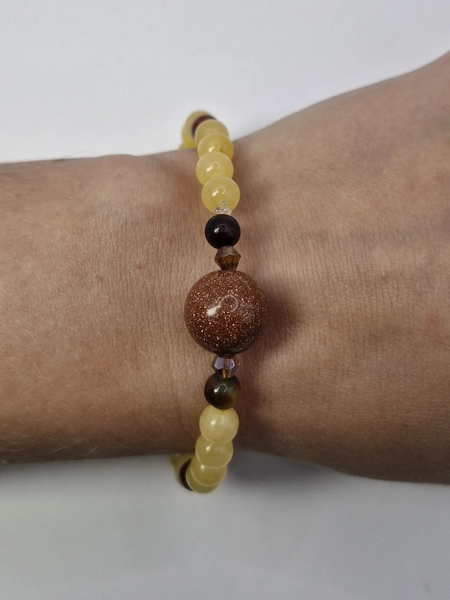 Bransoletka Piasek Pustyni & jadeit – miodowy blask