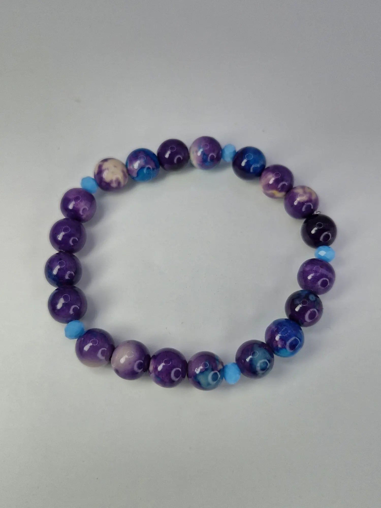 💜 Bransoletka z naturalnych kamieni – fioletowo-niebieskie jaspisy