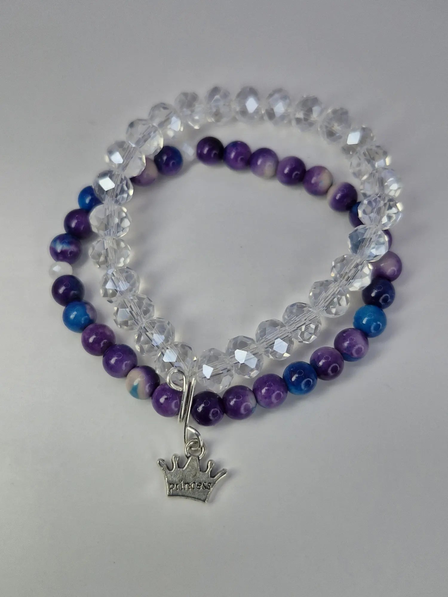 Bransoletka podwójna „Princess” 👑 – kryształ + fiolet