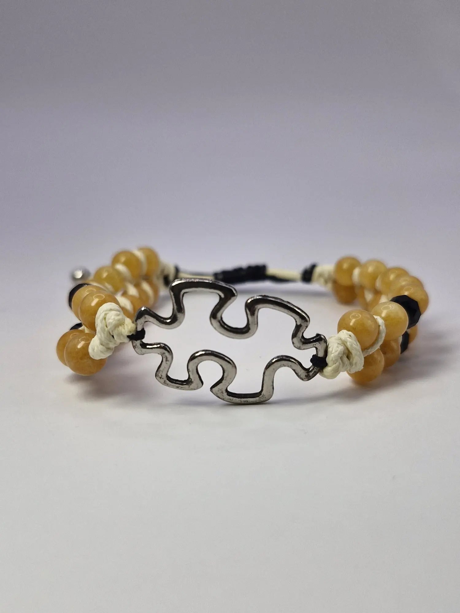 Bransoletka Puzzle – miodowy jadeit & makrama