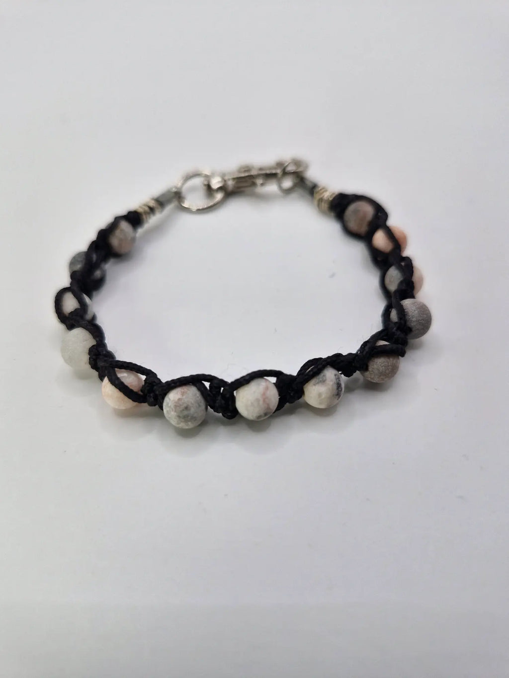 Bransoletka pleciona „Boho Mat” — kamienie naturalne