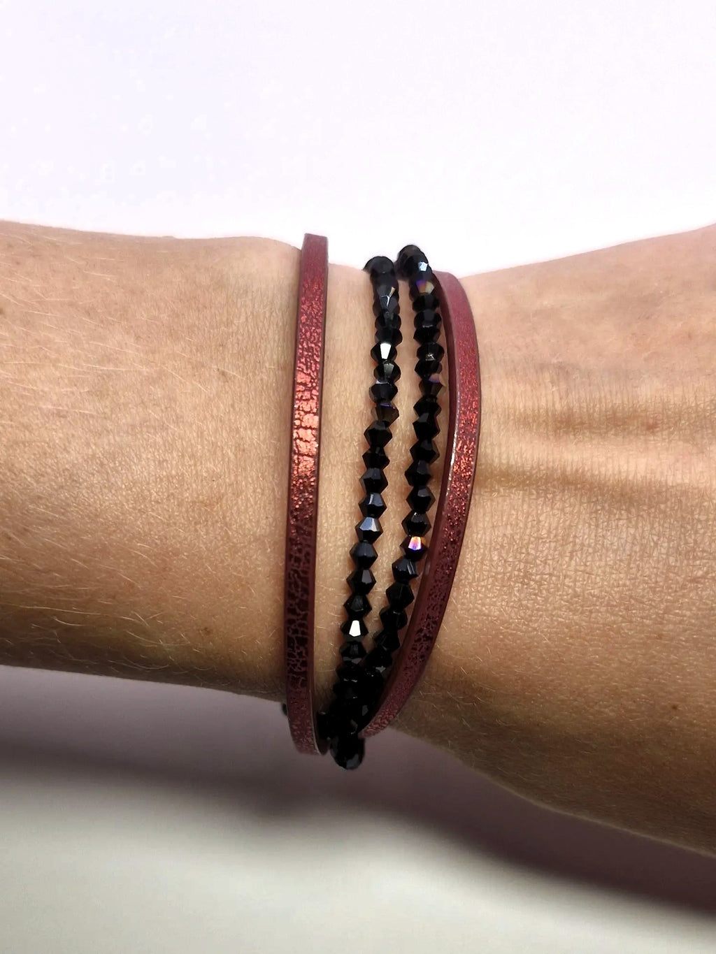 Bransoletka wrap „Burgund & Black”