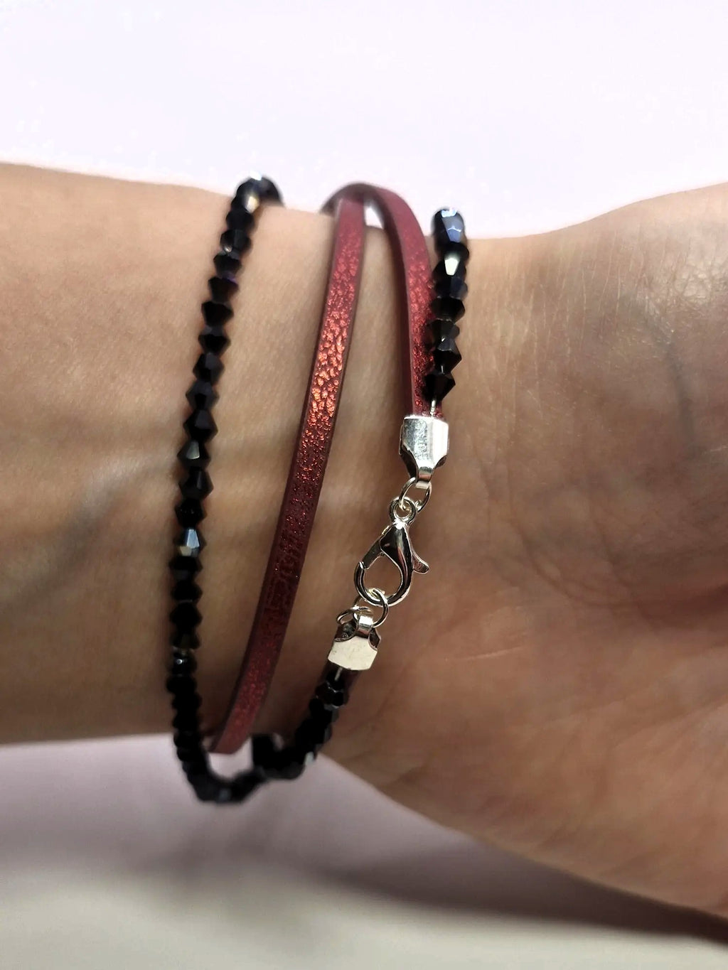 Bransoletka wrap „Burgund & Black”