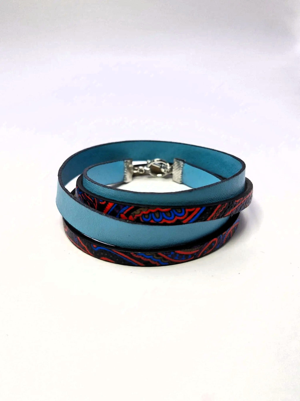 Bransoletka skóra eko wrap „Turquoise Boho”