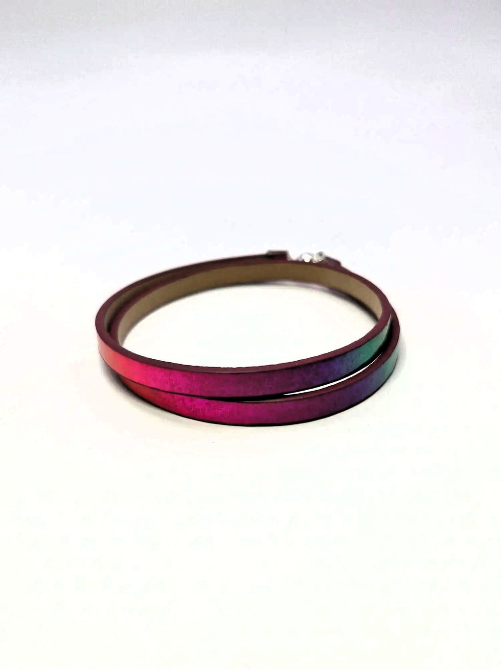 Bransoletka skóra eko wrap „Neon Ombre” — róż • fuksja • zieleń