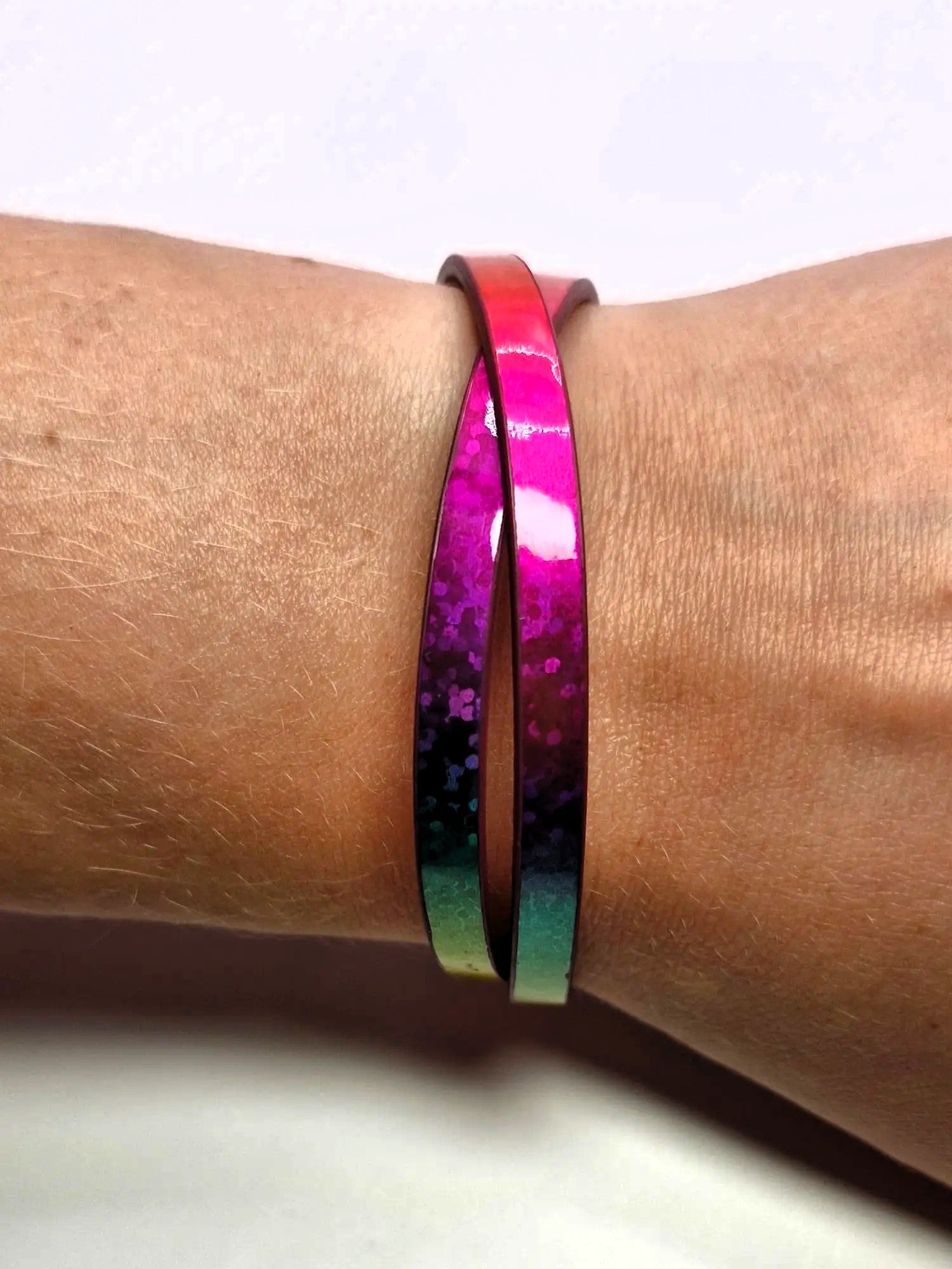 Bransoletka wrap „Neon Ombre” — róż • fuksja • zieleń