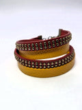 Bransoletka skóra eko wrap „Mustard Studs”