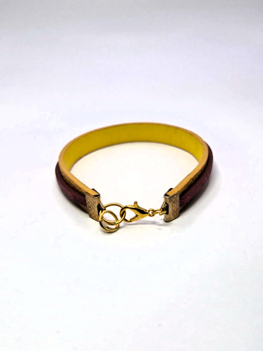 Bransoletka skóra eko „Sun & Ruby” — żółty z rubinową linią