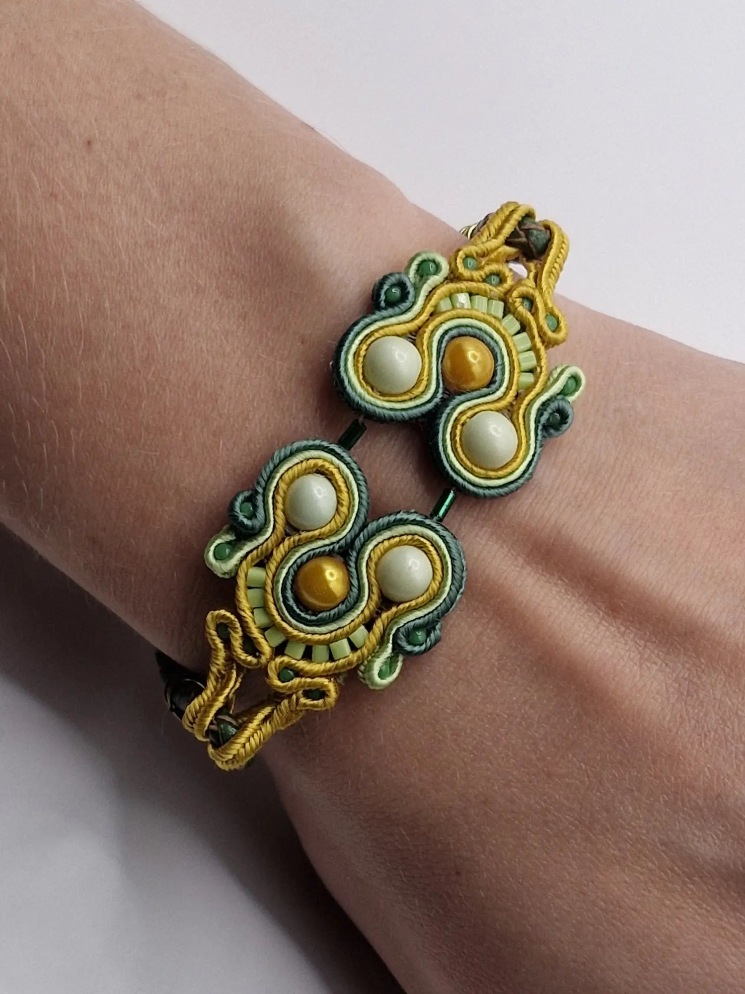 Bransoletka sutasz „Lime & Honey Duo” — żółto-zielona