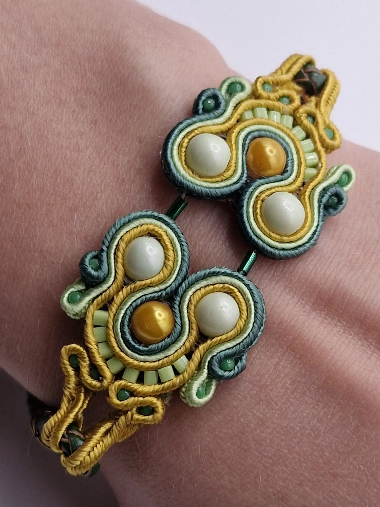 Bransoletka sutasz „Lime & Honey Duo” — żółto-zielona