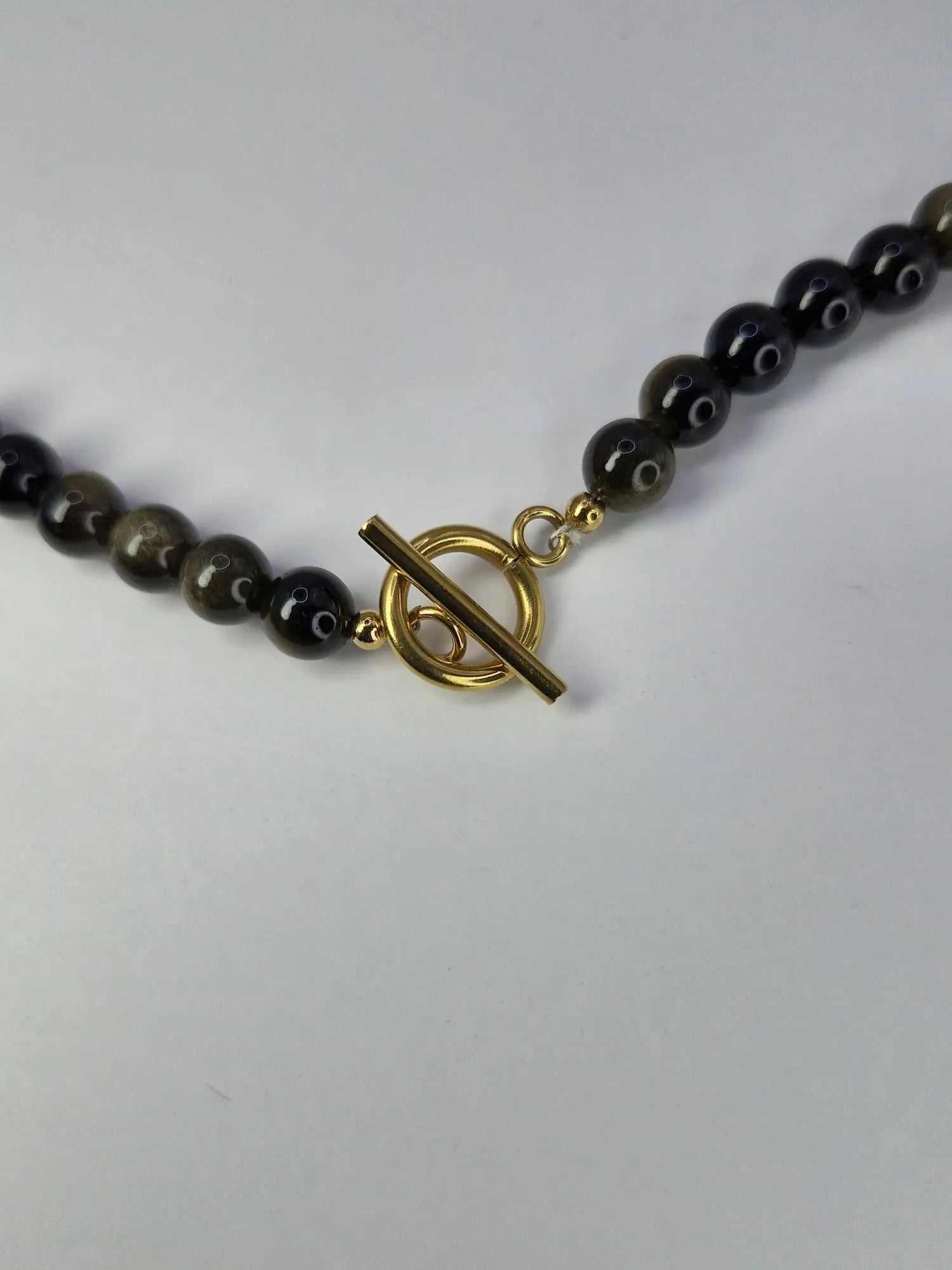 Naszyjnik z jaspisu „Ciepła Terra” — zapięcie toggle złote