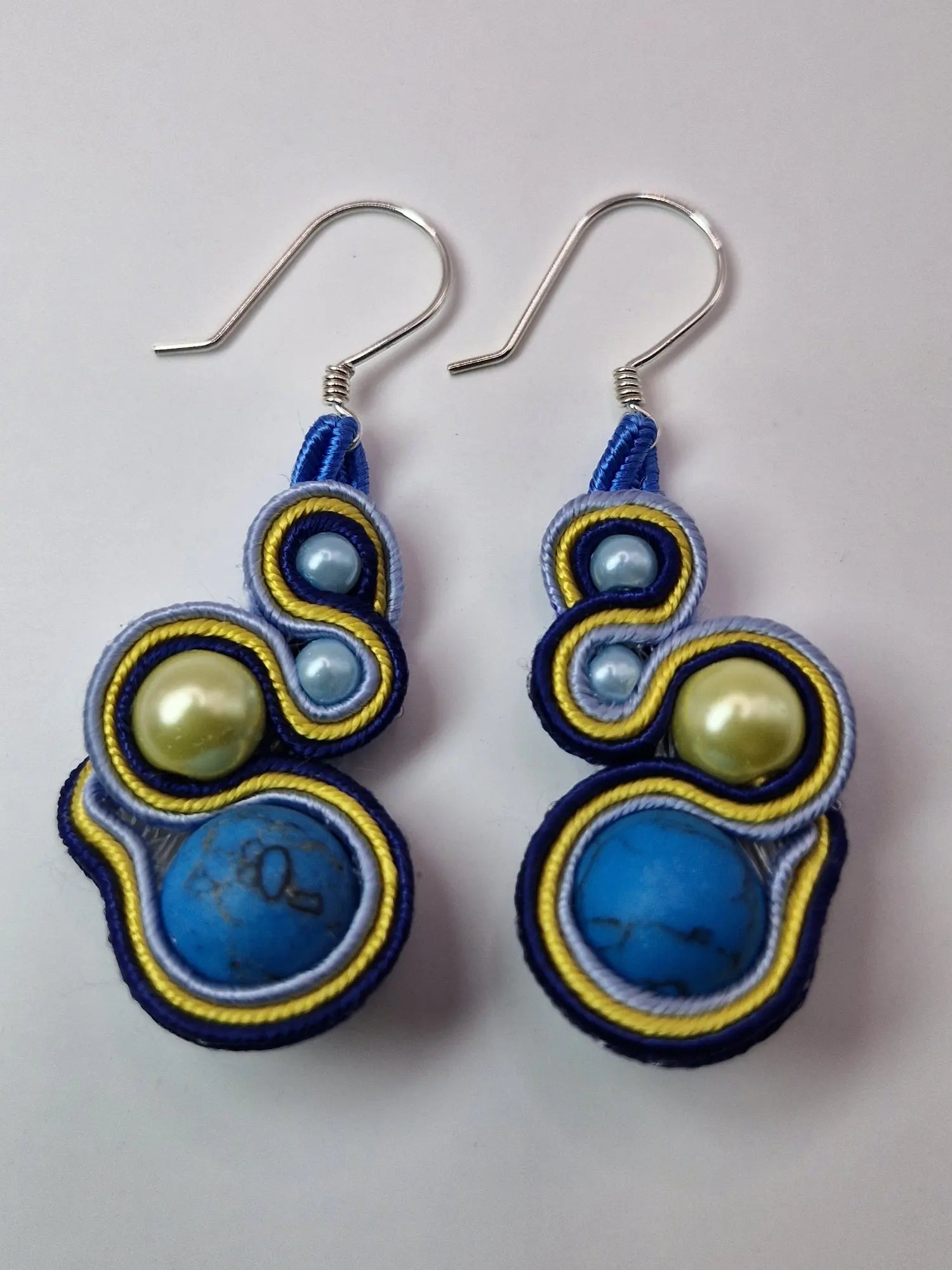 Kolczyki sutasz turkusowo-żółte