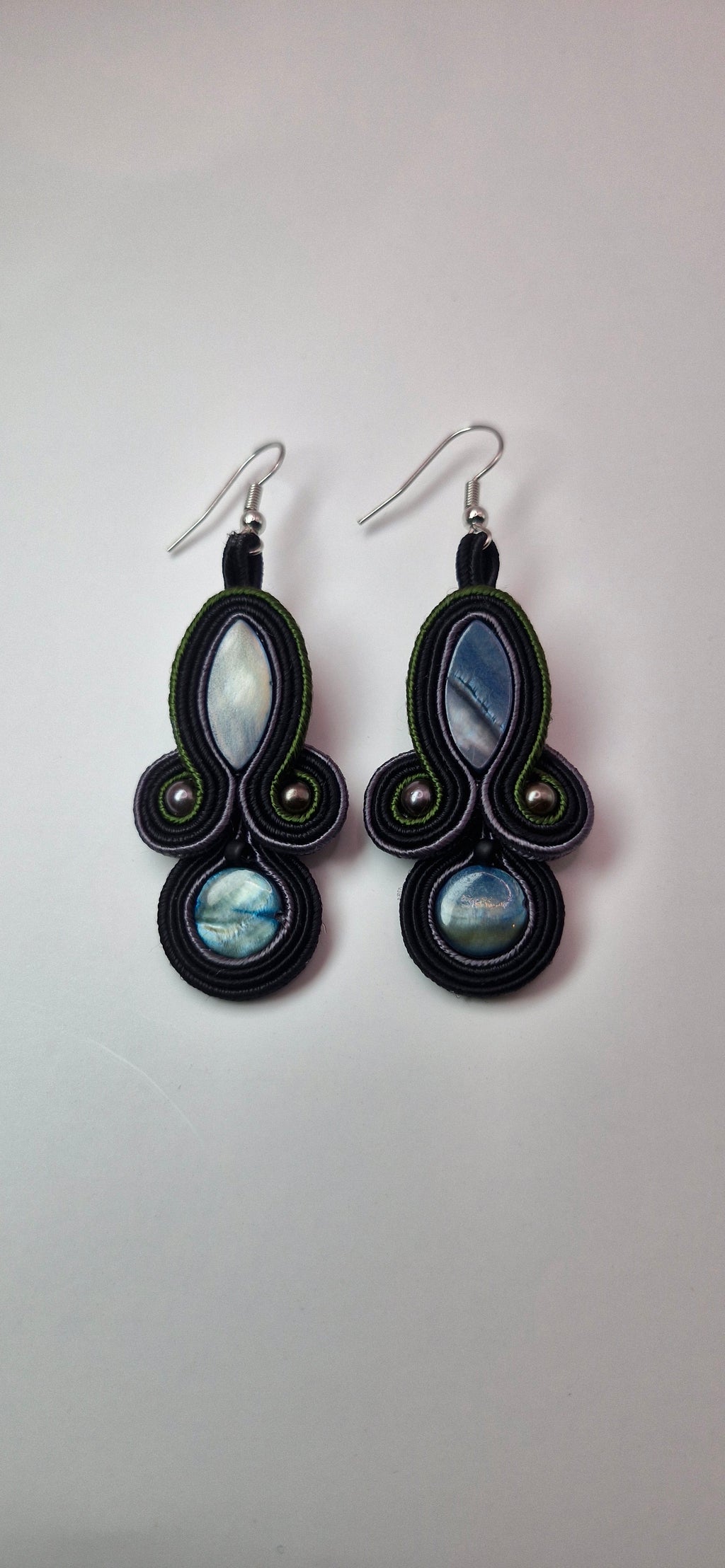 Komplet „Leśne Jeziora” — kolczyki sutasz + bransoletka z kamieni