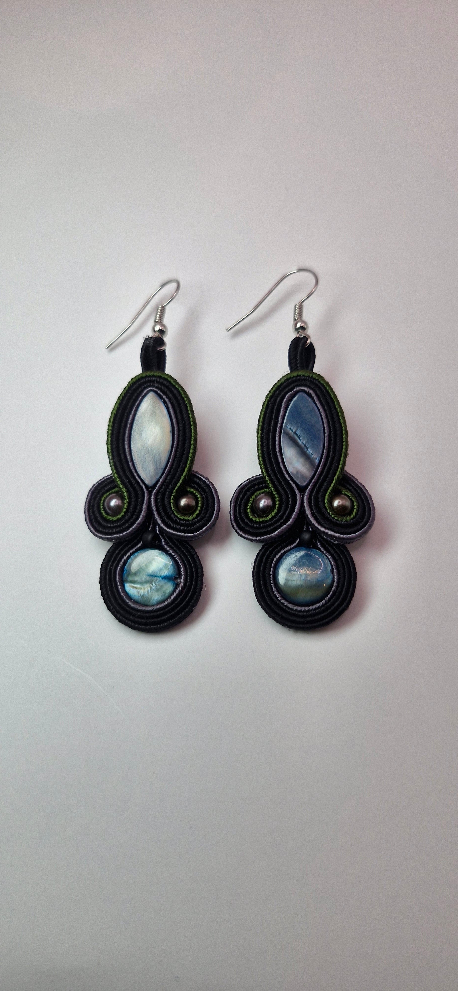 Komplet „Leśne Jeziora” — kolczyki sutasz + bransoletka z kamieni