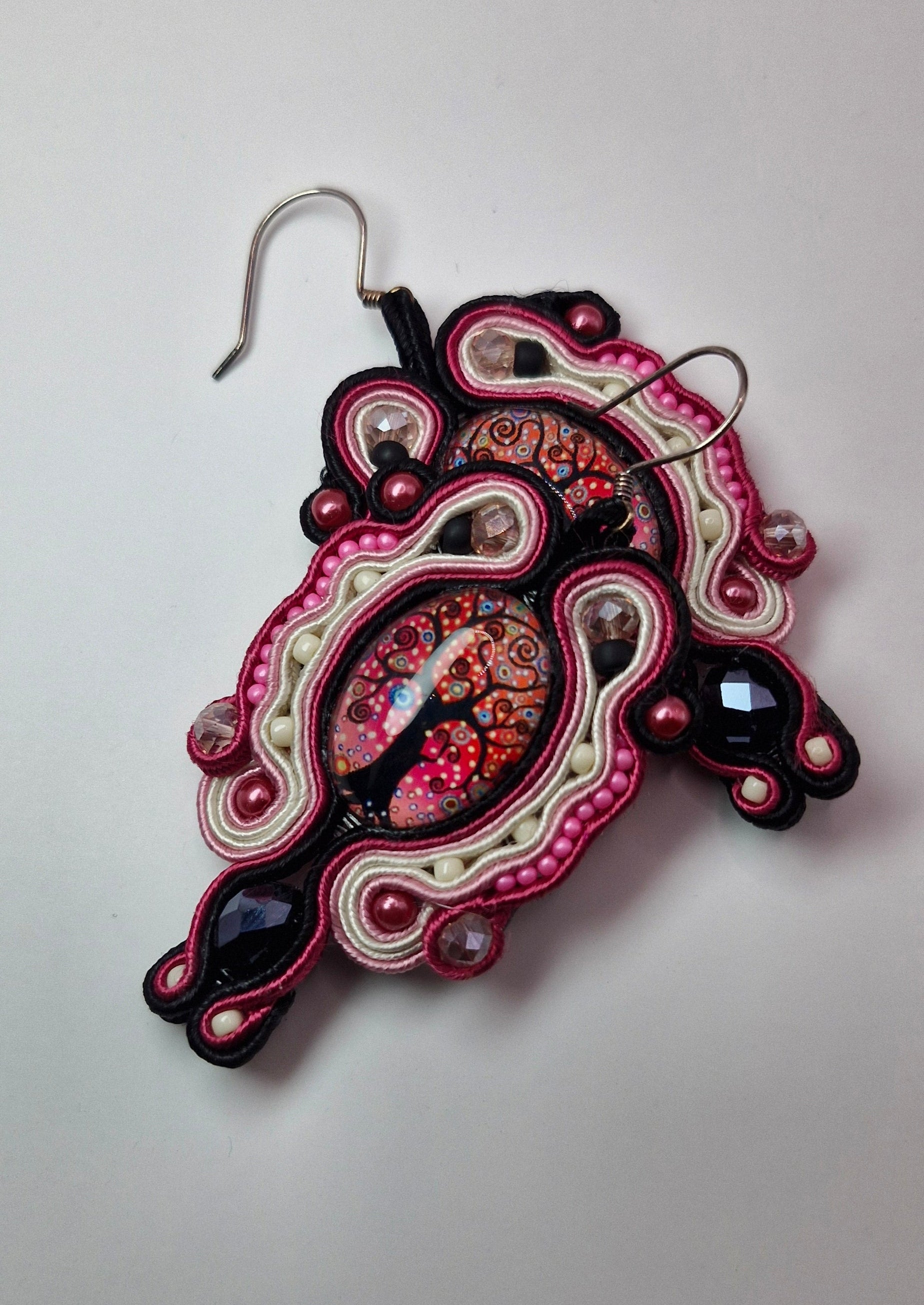 Kolczyki sutasz „Pink Tree & Tassel” duże