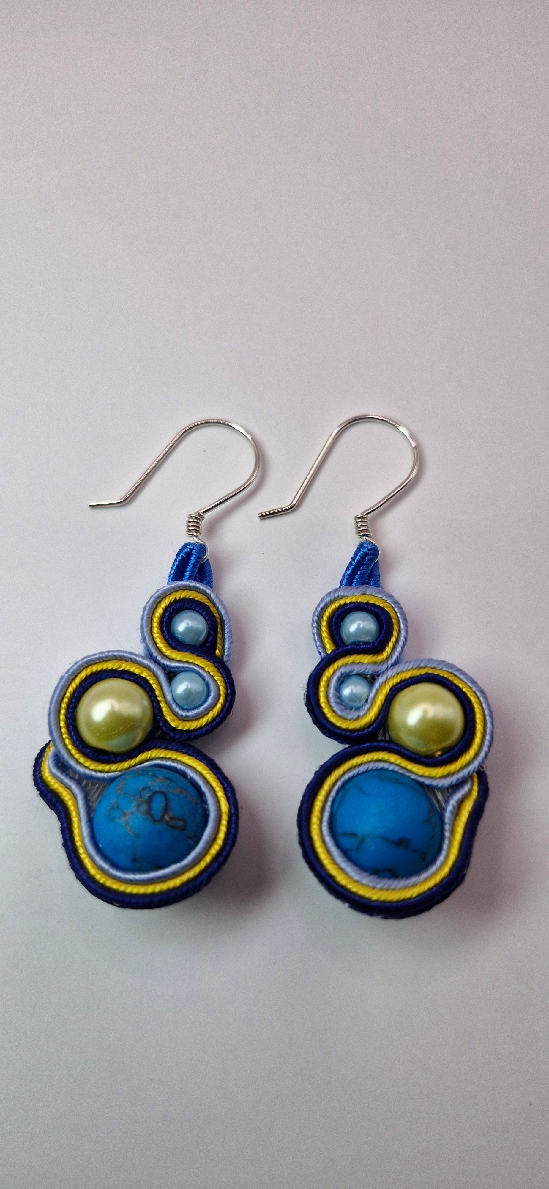 Kolczyki sutasz turkusowo-żółte