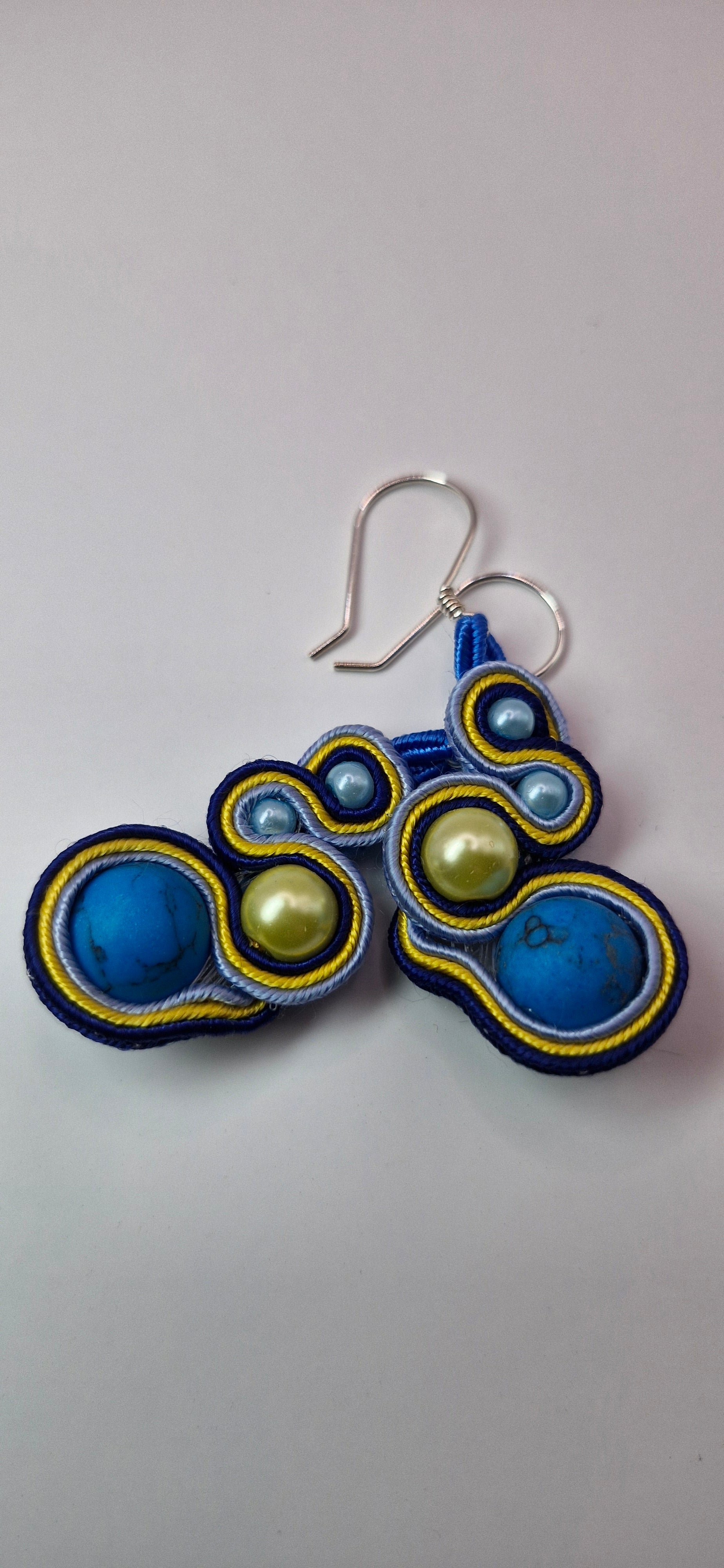 Kolczyki sutasz turkusowo-żółte