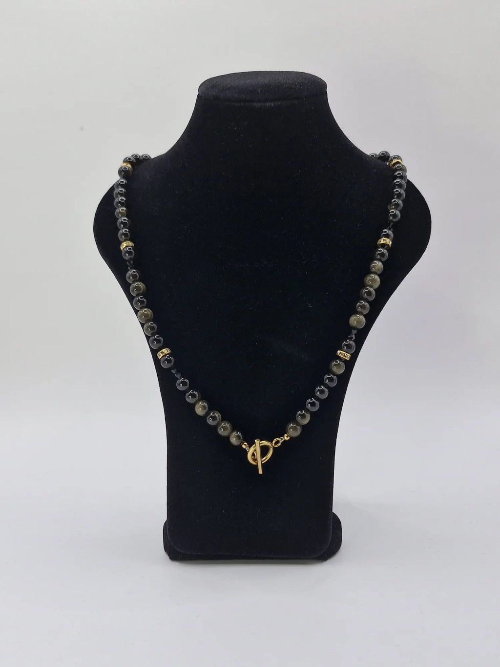 Naszyjnik z jaspisu „Ciepła Terra” — zapięcie toggle złote