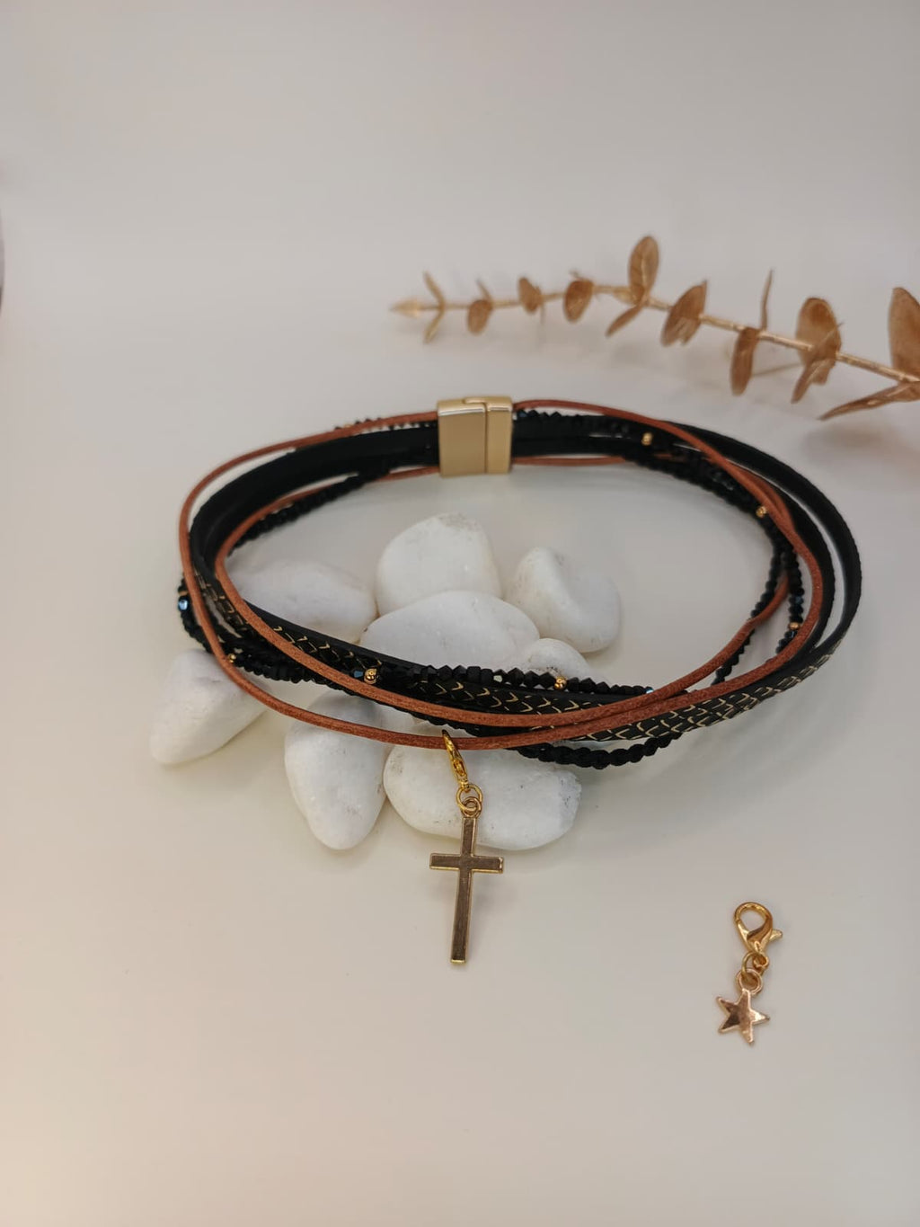Bestseller 2w1: choker & bransoletka „Midnight Glam” – z doczepianymi zawieszkami