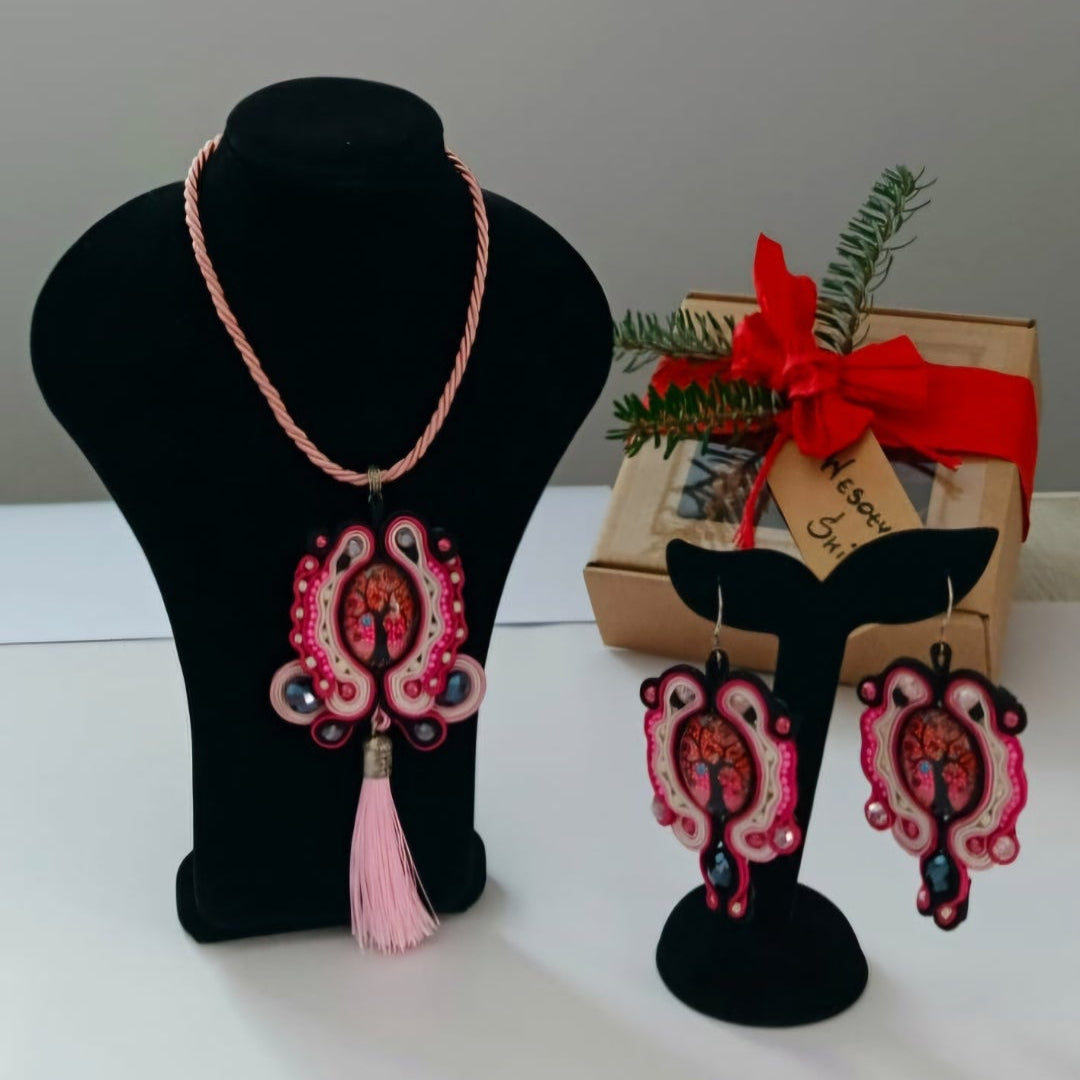 Komplet sutasz „Drzewo Życia” — naszyjnik z chwostem + kolczyki