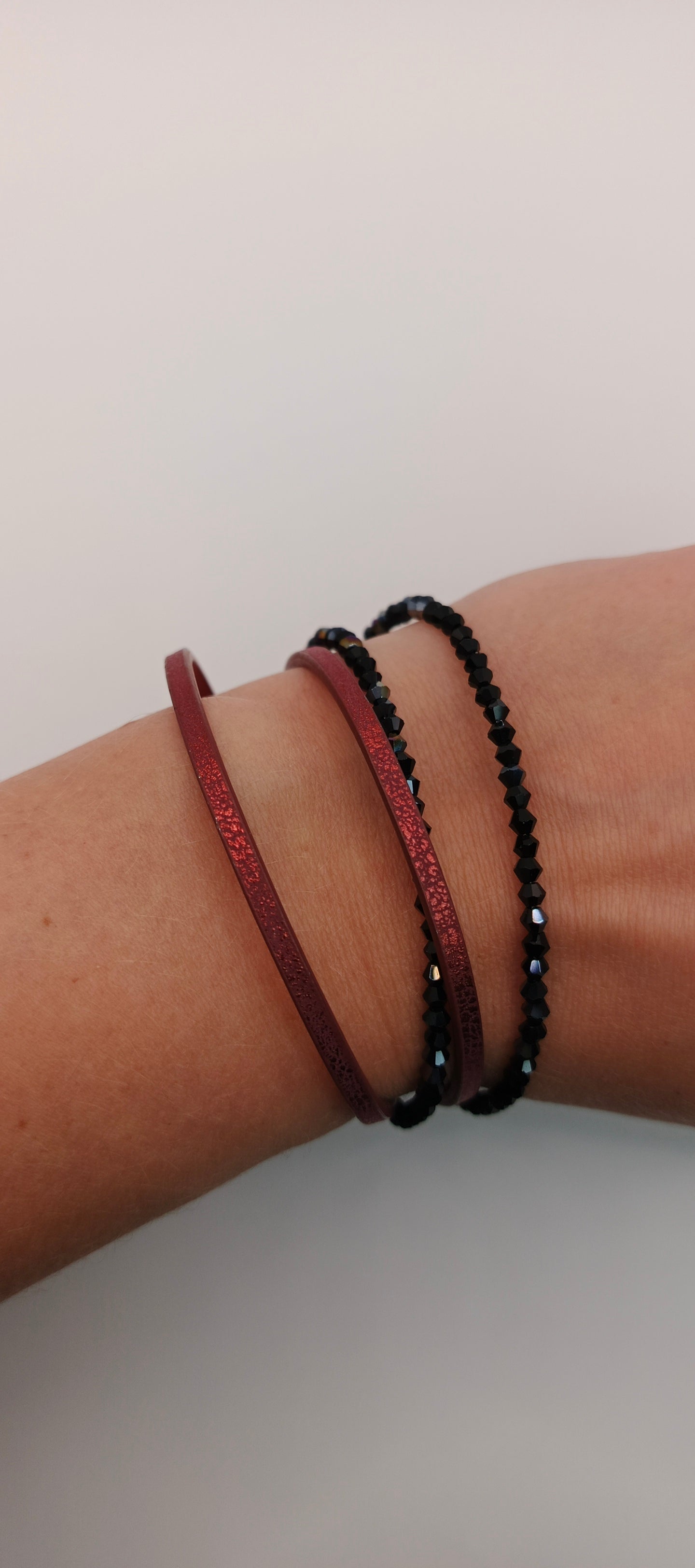 Bransoletka wrap „Burgund & Black”