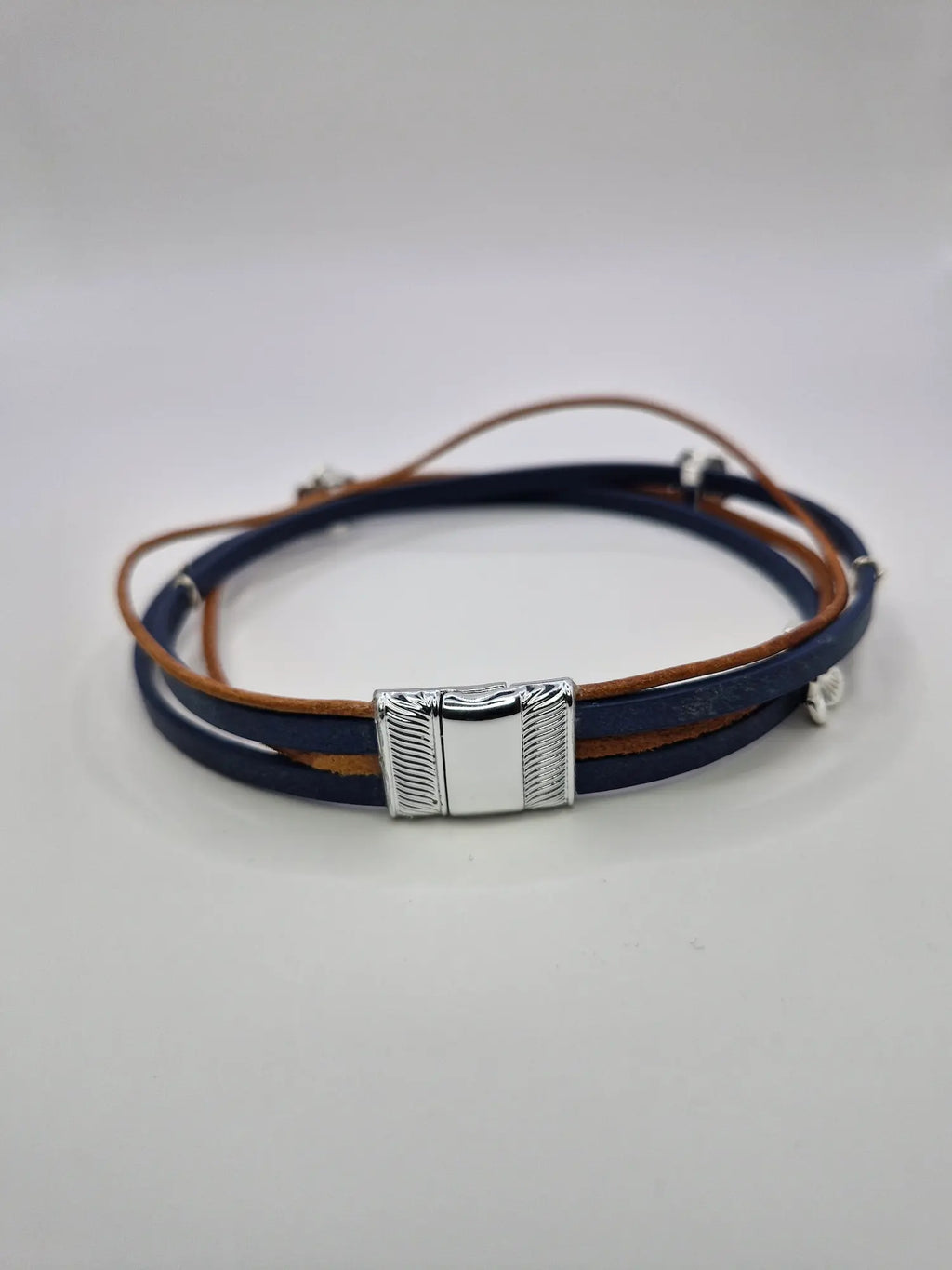 Choker i bransoletka 2w1 ze skóry eko "srebrzyste detale"