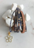 Bransoletka 2w1 / choker „Golden Blue Harmony” – z doczepianymi zawieszkami