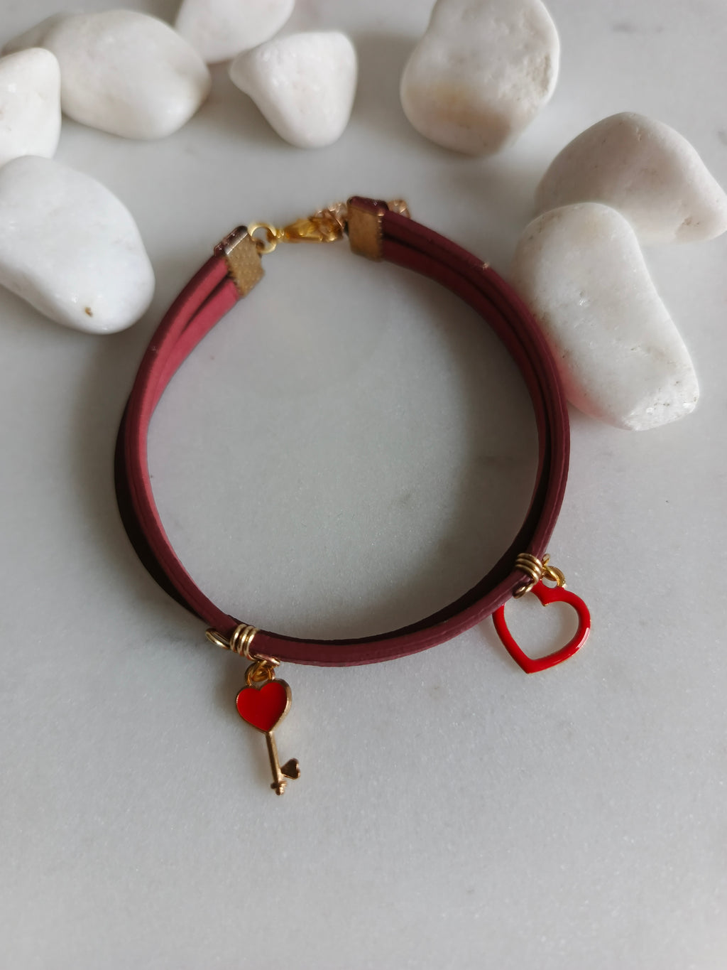 Bransoletka skórzana „Red Heart”